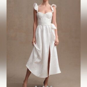 V Chapman Vera Satin Ruffled Sleeve Dress